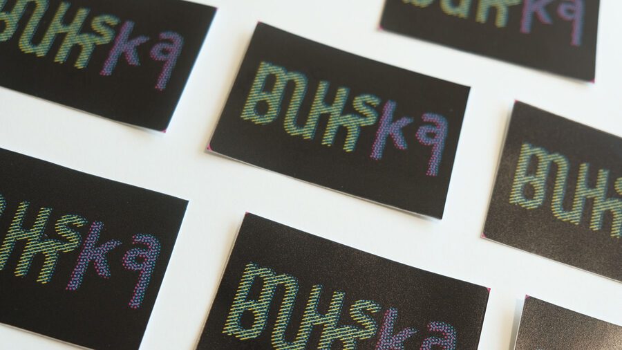 muskabun typography stickers on white surface