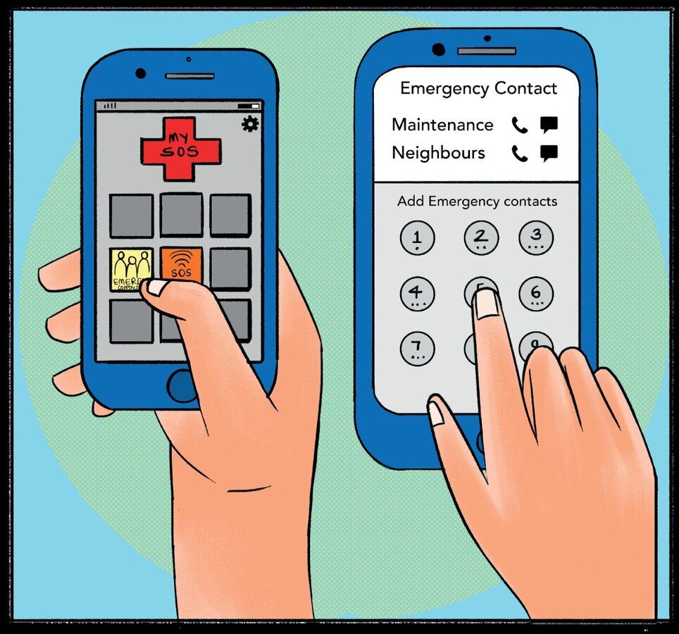SOS emergency app storyboard frame